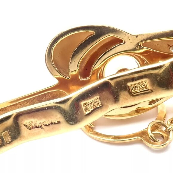 Authentic! Vintage Chopard 18k Yellow Gold Happy Diamond Airplane Tie Clip Clasp - Picture 8 of 10